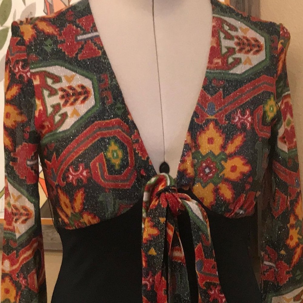 70'S viNTAGE 70'S POLYESTER DRESS. SZ SMALL (B05) - Picture 3 of 6